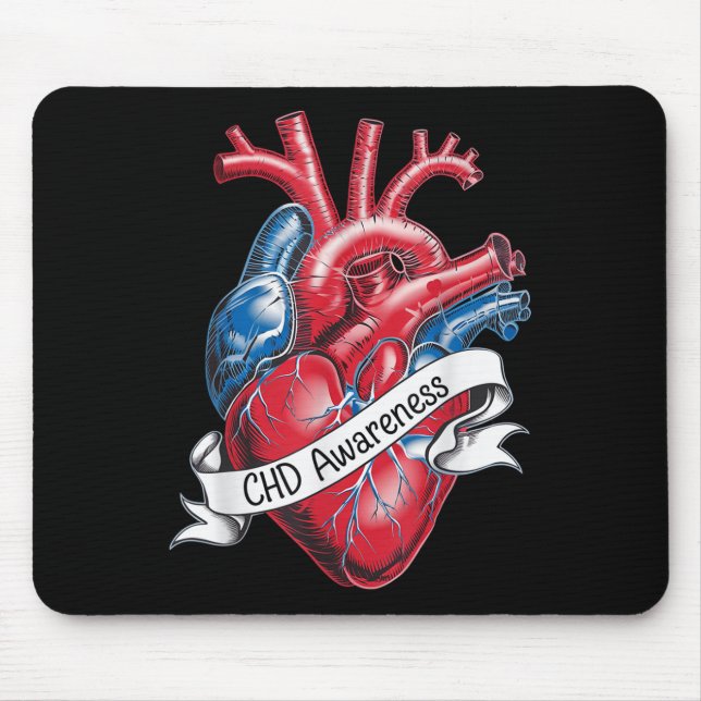 Chd Awareness Anatomical Heart Ribbon Design  Mouse Pad (Front)