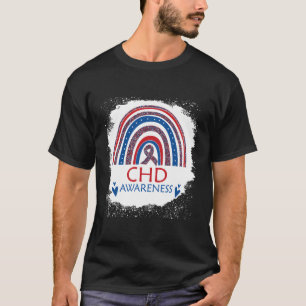 Chd Awareness He Disease Bleached Rainbow Blue Red T-Shirt