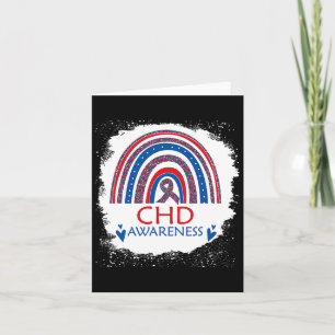 Chd Awareness Heart Disease Bleached Rainbow Blue  Card