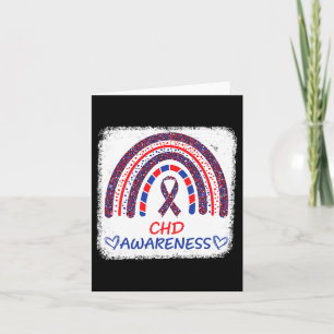 Chd Awareness Heart Disease Bleached Rainbow Blue  Card