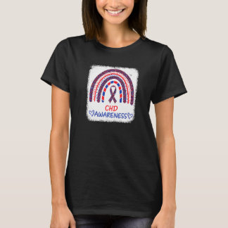 CHD Awareness Heart Disease Bleached Rainbow Blue T-Shirt