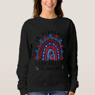 Chd Awareness Rainbow Blue Red Ribbon I Wear Blue Sweatshirt