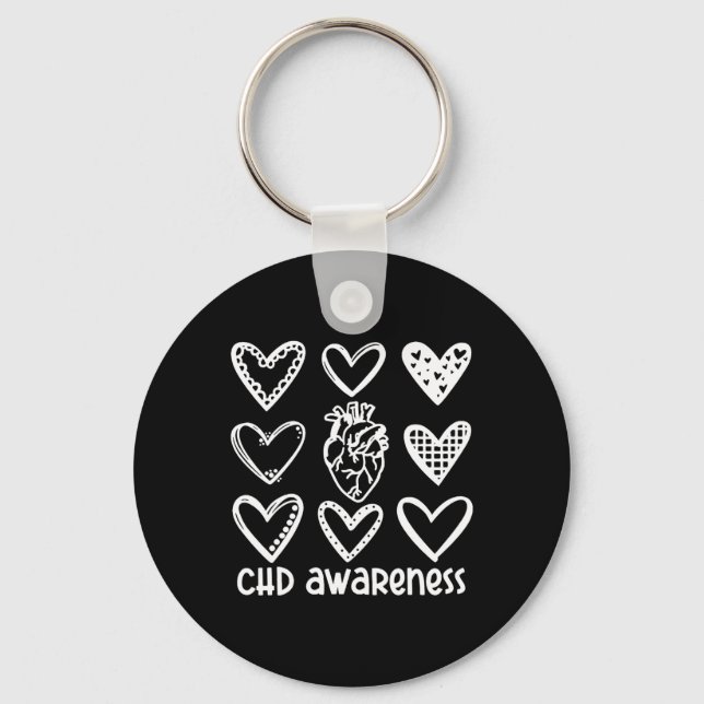 Chd Awareness Warrior-heart Disease Month Awarenes Keychain (Front)