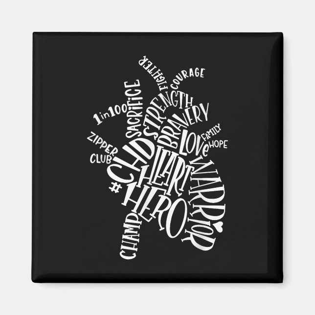 Chd Heart Warrior Typography Graphic  Magnet (Front)