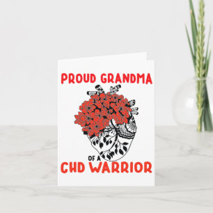 Chd Warrior Proud Grandma Pretty Red Floral Heart  Card
