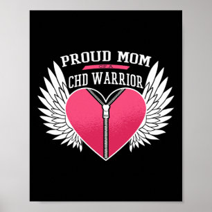 Chd Warrior Proud Mom Zipper Heart With Angel Wing Poster