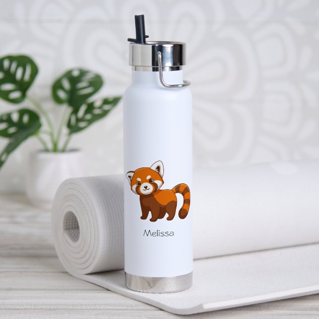 Che Red Panda Custom Name Water Bottle (Yoga (Rotated))