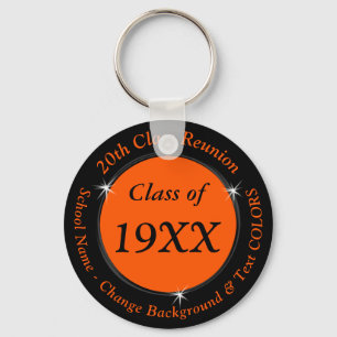 Cheap 20th Class Reunion Gifts, Orange and Black Keychain