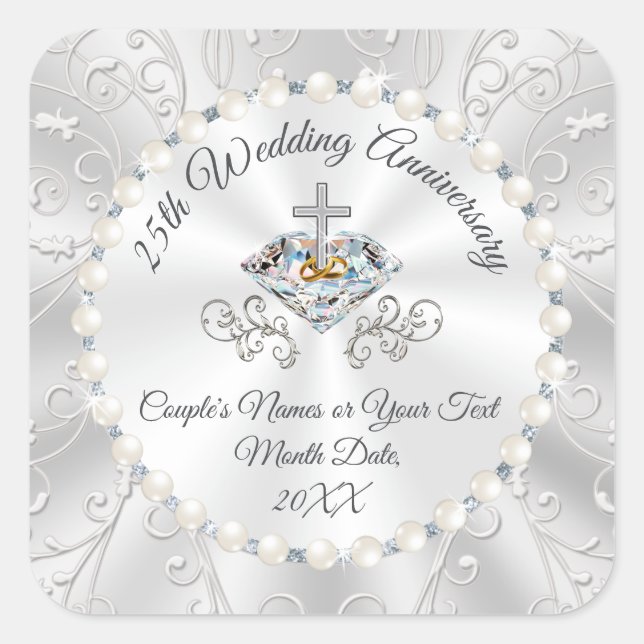 Cheap 25th Anniversary Stickers for Party Favours (Front)