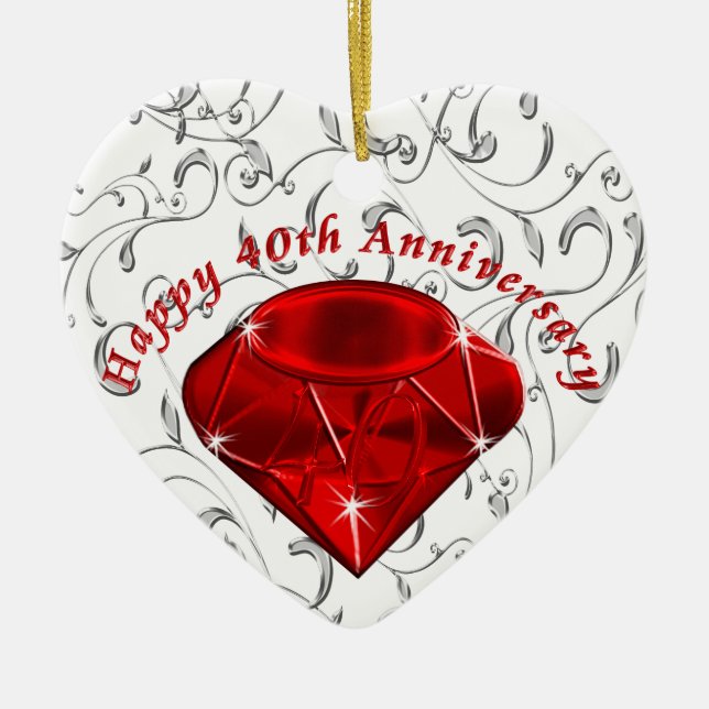 Cheap 40th Anniversary Gifts, Ruby design Ceramic Ornament (Front)
