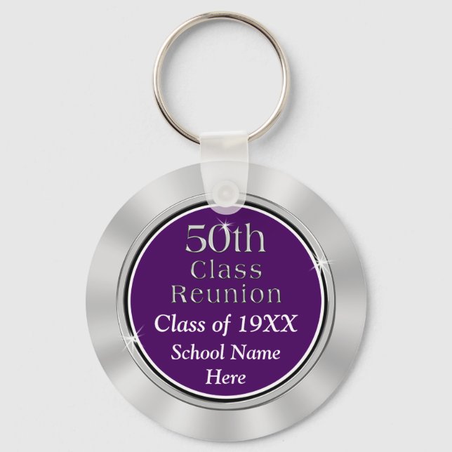 Cheap 50th Class Reunion Gift, Your Text and Keychain (Front)
