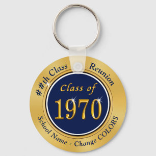 Cheap 50th Class Reunion Gifts, Class of 1970 Navy Keychain