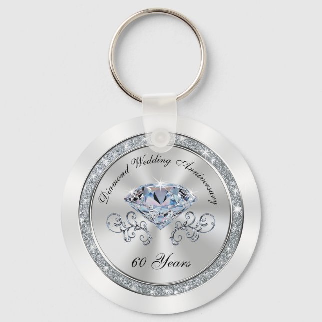 Cheap 60th Anniversary Favours in BULK or Buy One Keychain (Front)