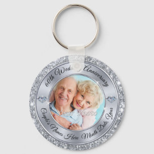 Cheap 60th Anniversary Favours, PHOTO and TEXT Keychain