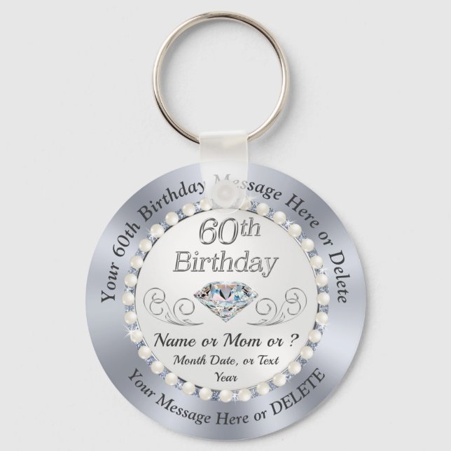 Cheap 60th Birthday Favours for Mom, Family, Frien Keychain (Front)