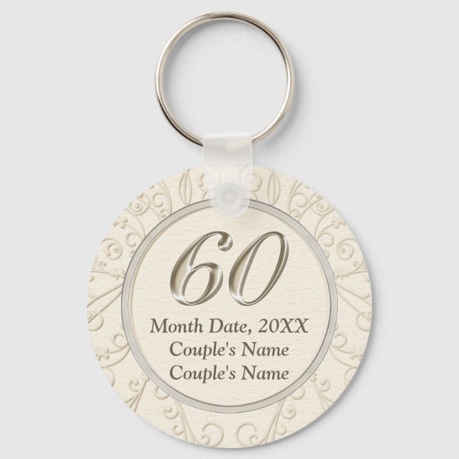 Cheap 60th Wedding Anniversary Favours PERSONALIZE Keychain (Front)