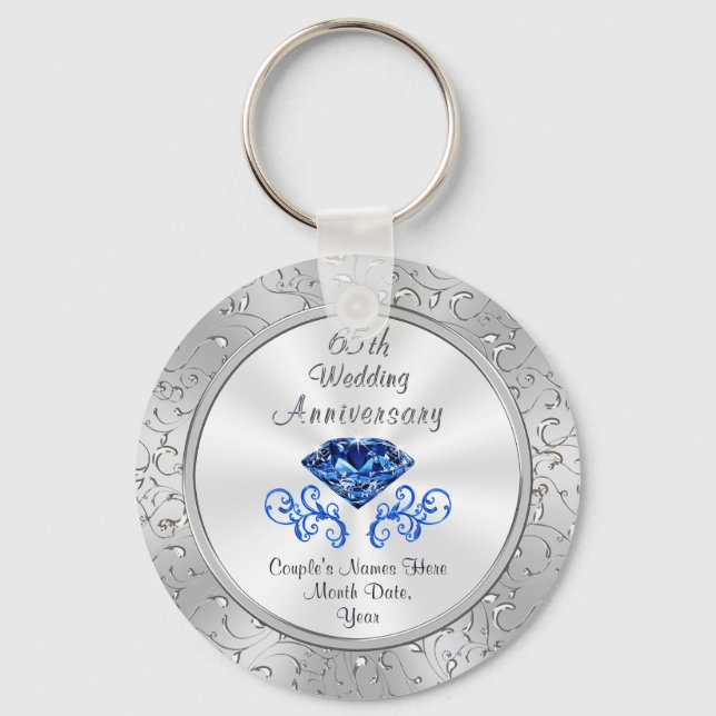 Cheap 65th Wedding Anniversary Party Favours Keychain (Front)