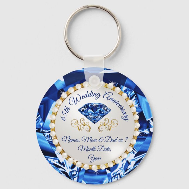 Cheap, 65th Wedding Anniversary Party Favours,  Keychain (Front)