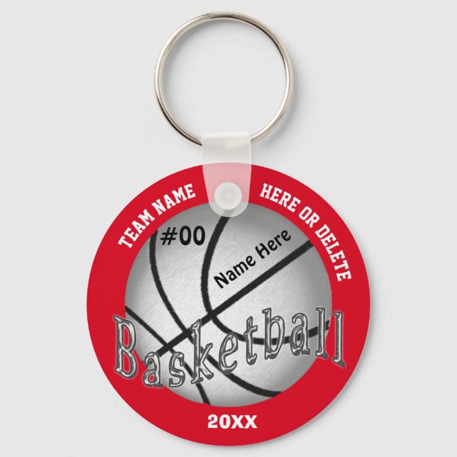 Cheap Basketball Keychains, 4 Text Boxes YOUR TEXT Keychain (Front)