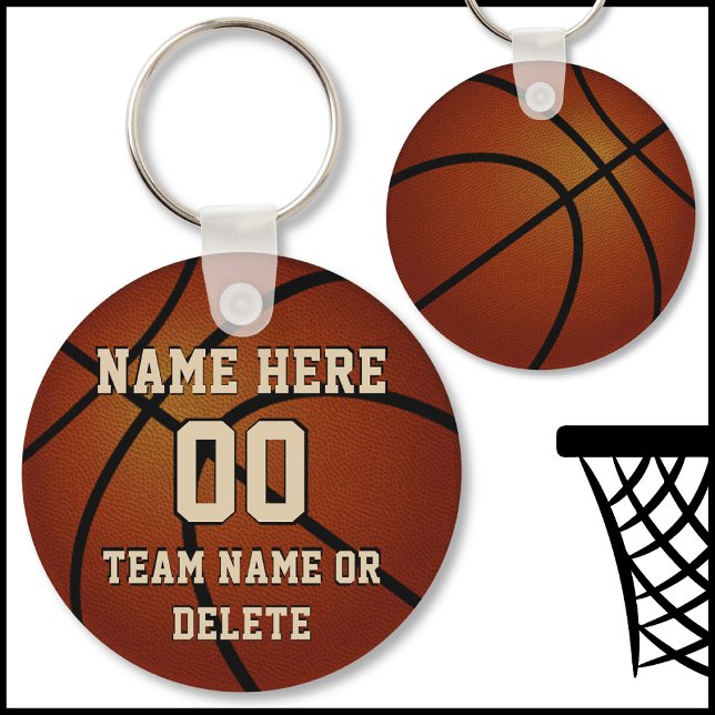 Cheap Basketball Keychains Personalized, 3 Text (Cheap Basketball Team Gifts. Gifts for basketball players from coach. Basketball party Favors. Cool.)