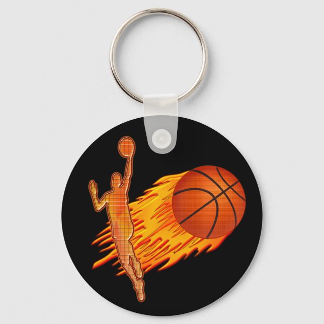 CHEAP Basketball TEAM Gifts Flaming Basketball Keychain (Front)