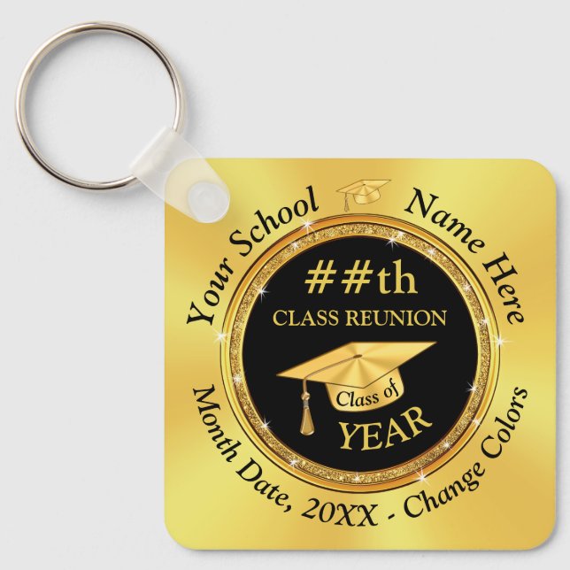 Cheap Black and Gold, Class Reunion Gift Ideas,  Keychain (Front)