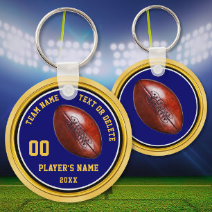 Cheap Blue and Gold Football Party Favors Football Keychain