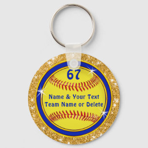 Cheap Blue and Gold Softball Team Gifts, Softball Keychain