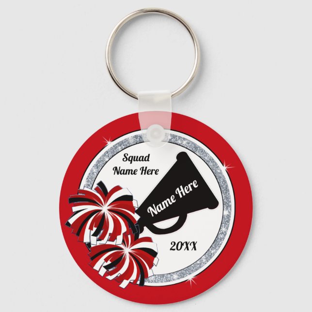 Cheap Cheerleader Gifts in BULK, Your COLOR, TEXT Keychain (Front)