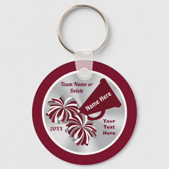 Cheap Cheerleader Gifts Personalized in Your COLOR Keychain (Front)