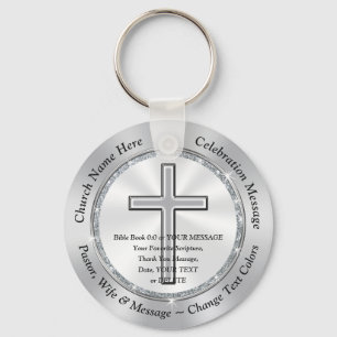 Cheap Church Anniversary Favours Cross 3 Text Boxe Keychain