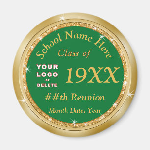 Cheap Class Reunion Gifts, Customizable Green Gold Magnet