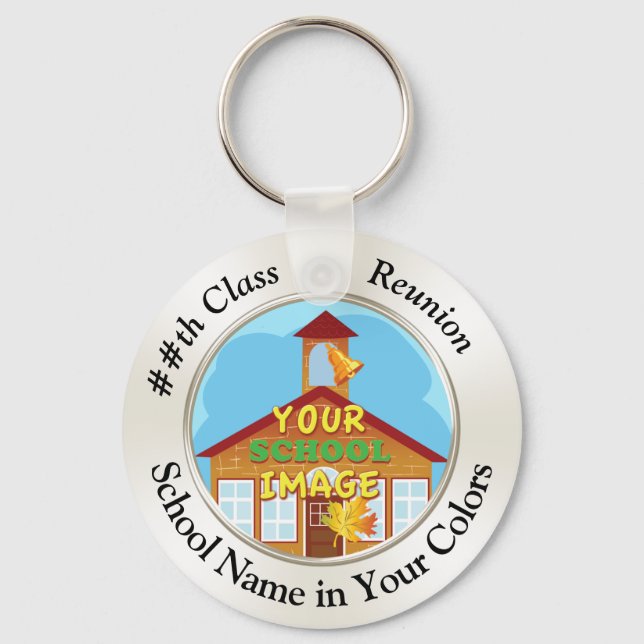 Cheap Class Reunion Gifts YOUR PHOTO, TEXT Keychain (Front)