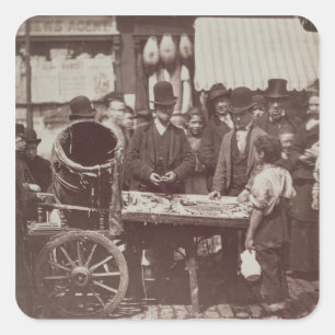 Cheap Fish of St. Giles, from 'Street Life in Lond Square Sticker