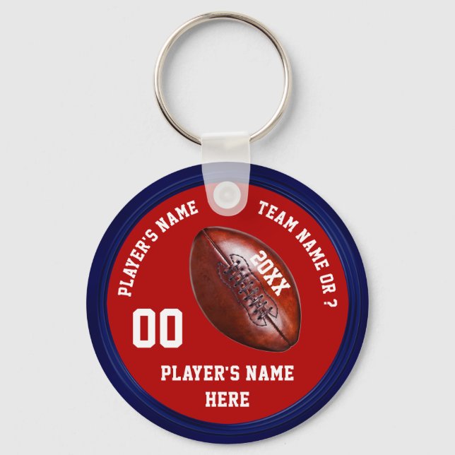 Cheap Football Gifts for Players Red White Blue Keychain (Front)