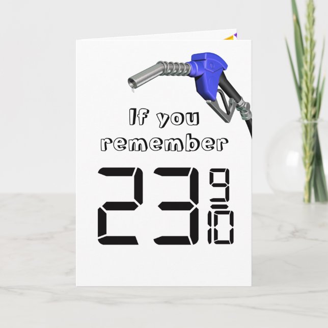 Cheap Gas Price Birthday Humour Card (Front)