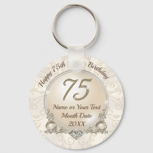 Cheap Gorgeous Custom, 75th Birthday Party Favours Keychain