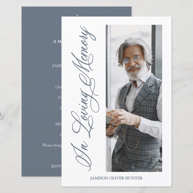 Cheap Grey Traditional & Elegant Photo Funeral (Front/Back)