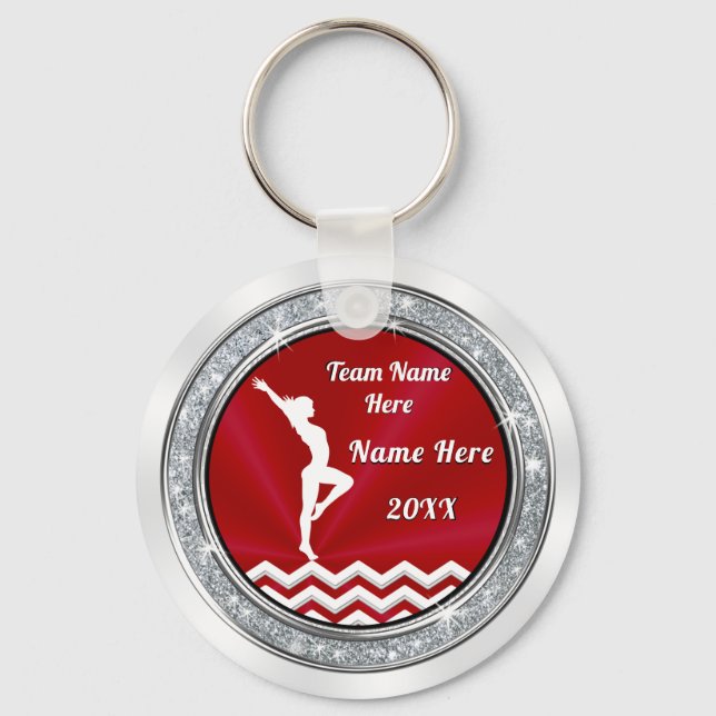 Cheap Gymnastics Party Favors for Girls Red, White Keychain (Front)