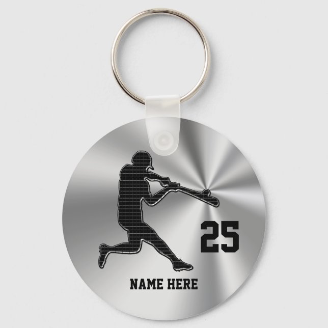 Cheap Ideas for Baseball Team Gifts NAME & NUMBER Keychain (Front)
