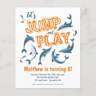 Cheap Jump Play Dolphin Park Kids Party Birthday Flyer
