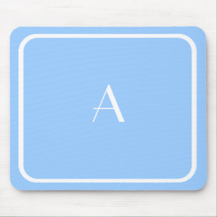 Cheap Light Sky Blue Mousepad w/ White Monogram