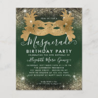 Cheap Masquerade Green Gold Glam Glitter Birthday