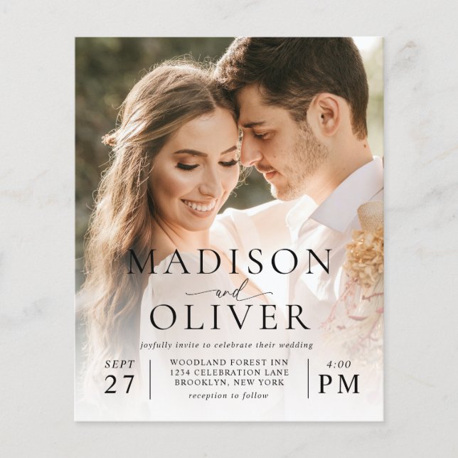 Cheap Modern Elegant QR Code 2 Photo Wedding Flyer (Front)