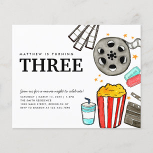 Cheap Movie Night Cinema Watch Party Kid Birthday Flyer