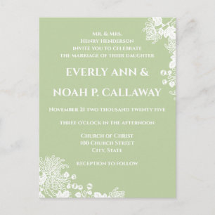 Cheap Pastel Sage Green Wedding Invitation Postcard
