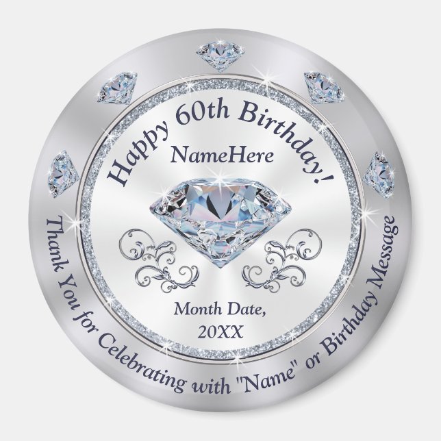 Cheap Personalize, Party Favours for 60th Birthday Magnet (Front)