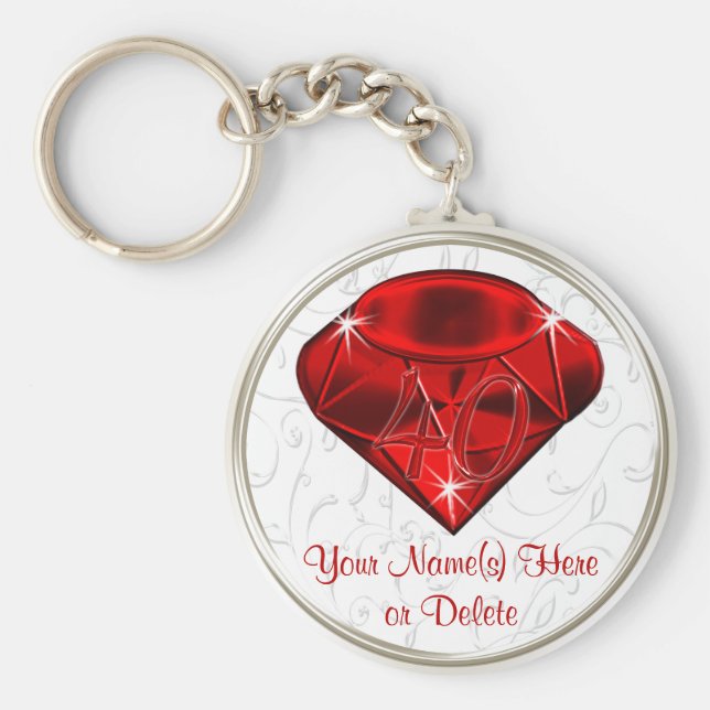 Cheap Personalized 40th Birthday Party Favours Keychain (Front)