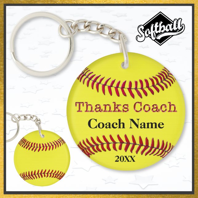 Cheap Personalized Gifts for Softball Coaches Keychain (Softball Keychains for cheap softball gifts for coaches. Personalized softball keychains. Coach Name)