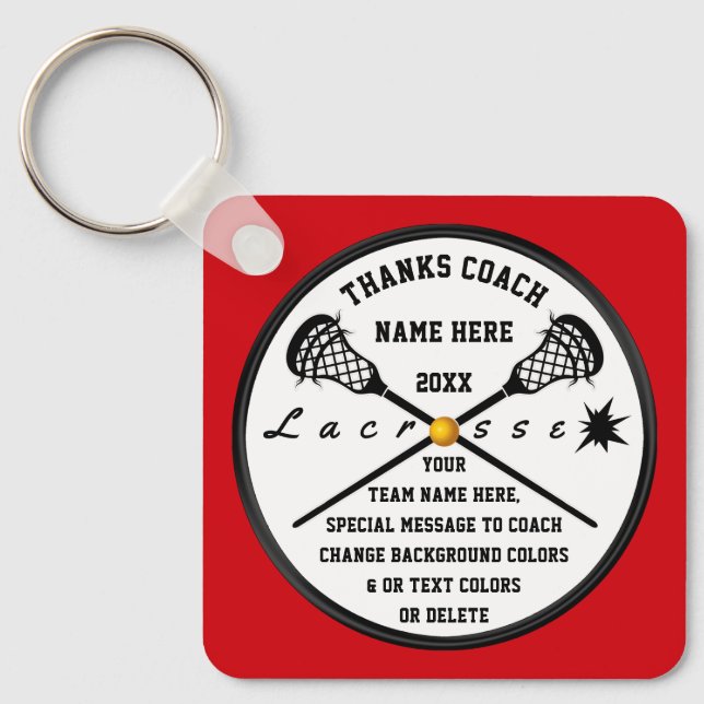 Cheap Personalized Lacrosse Coach Gifts, Any COLOR Keychain (Front)